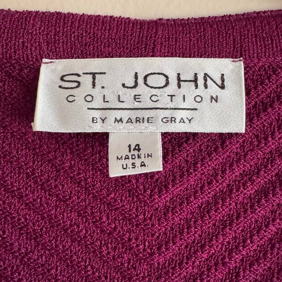 St. John Collection by Marie Gray Purple Knit Cardigan Sweater VNeck Size 14 USA - Picture 4 of 4
